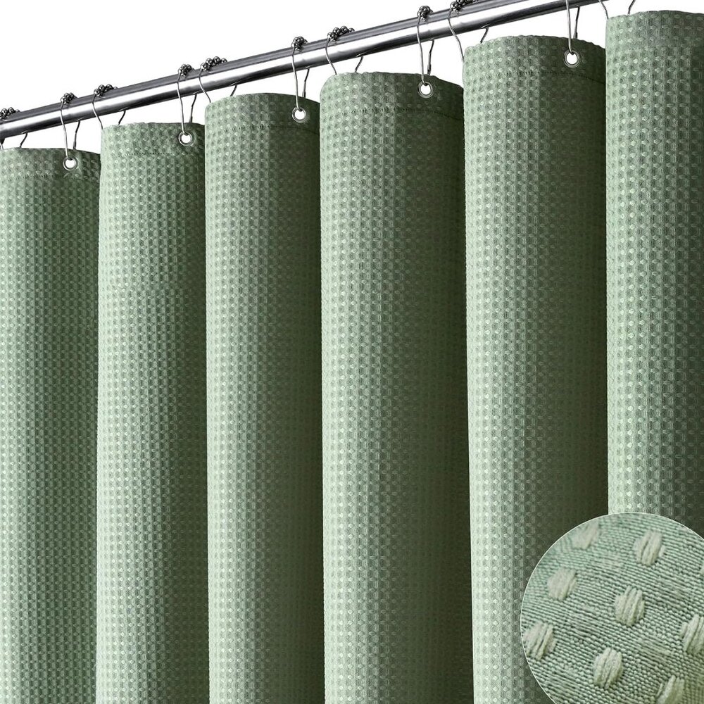 Hotel-Quality Waffle Weave Shower Curtain 90” – Water Repellent & Elegant Style
